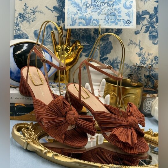 🆕 LOEFFLER RANDALL 🧿 NWOT Dahlia Terracotta Pleated Bow Mid Heel, Sz 7 - Picture 3 of 15